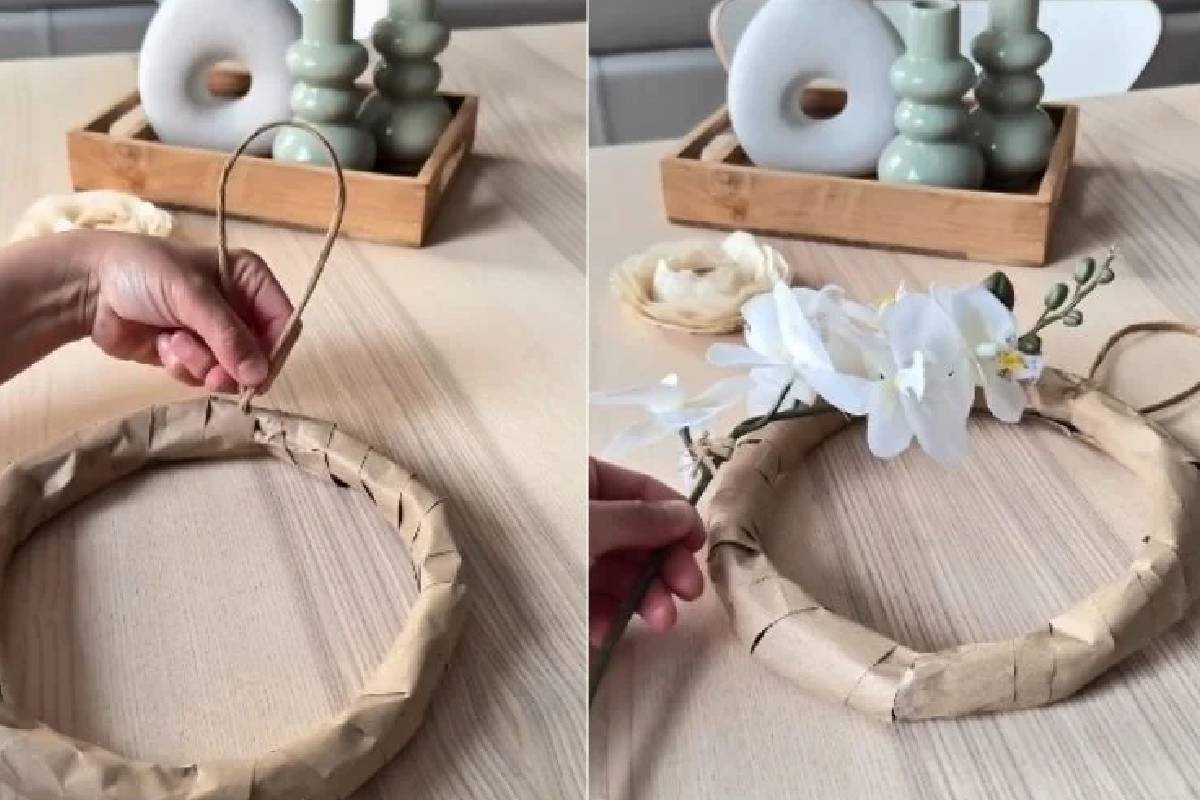 Üres papírzacskókból, amiket kidobnál: készíts vintage stílusú dekorációt az ajtódra